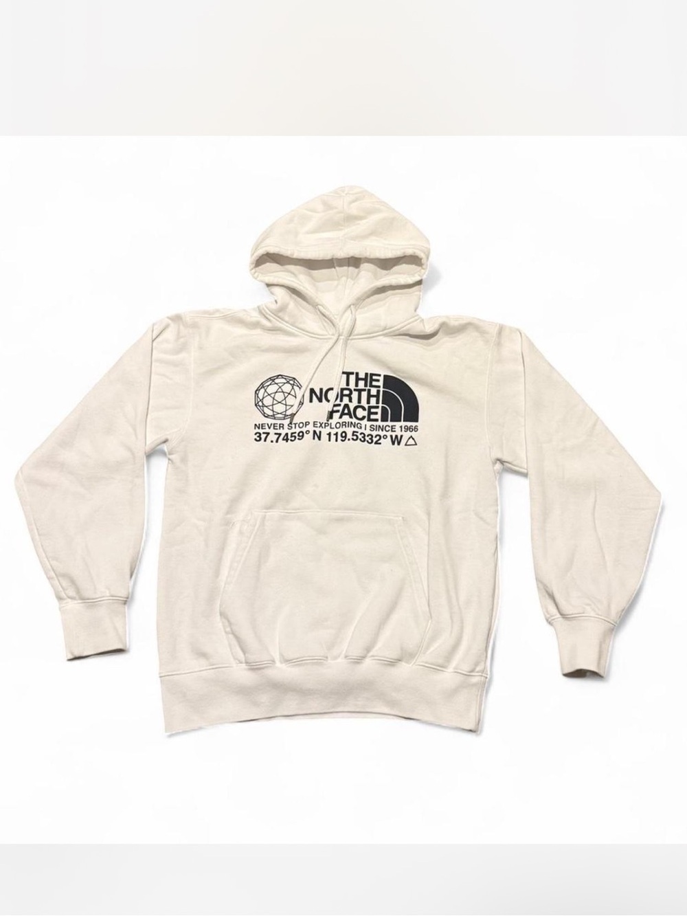 The North Face Cream Pullover Hoodie with Black Chest Logo